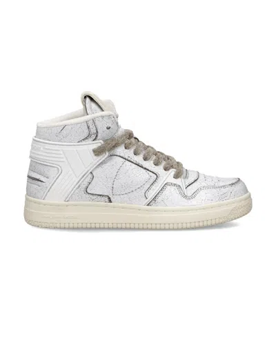 Philippe Model Paris Textured Padded Sneakers In White