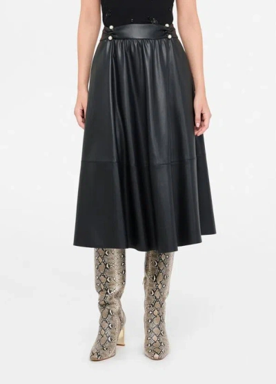Liu •jo Liu Jo A-line Skirt With Button Detailing And Gathered Waistband In Black