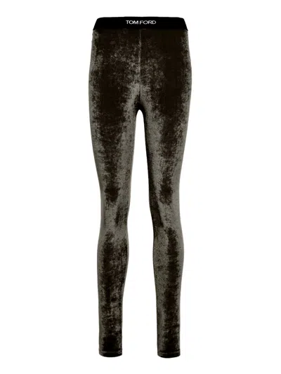 Tom Ford Stretch Velvet Legging Brown  In Brown