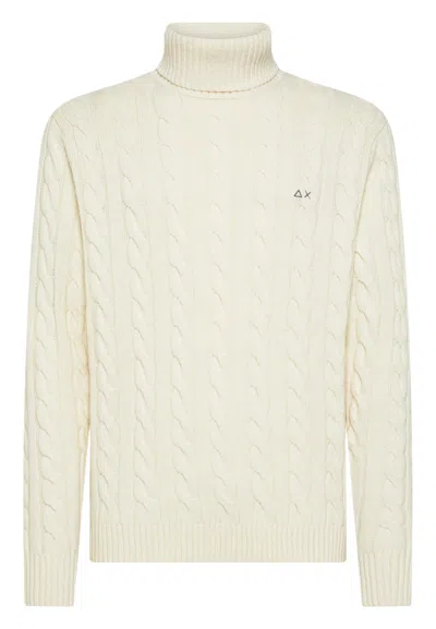 Sun 68 Cable-knit Turtleneck Sweater In Neutral