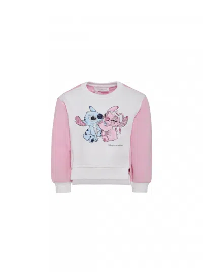 Monnalisa Stitch &amp; Angel Sweatshirt In White