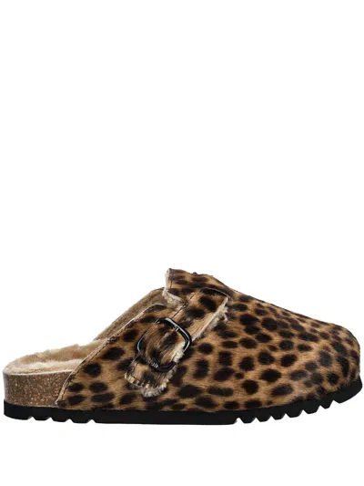 Scholl Fae Leopard-print Buckle Mules In Brown