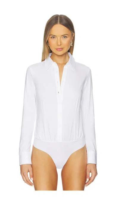 Commando Cotton Stretch Button Down Bodysuit In White