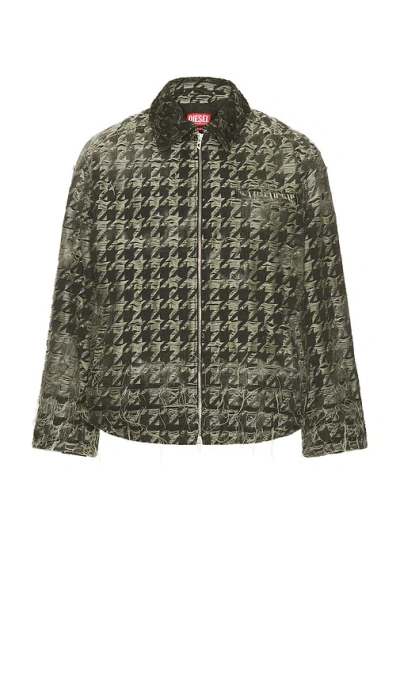 Diesel Jacket In Houndstooth-weave Denim In Black