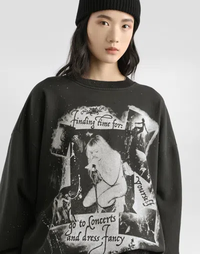 Dolce & Gabbana Cotton Crew Neck Sweatshirt With Print In Multi