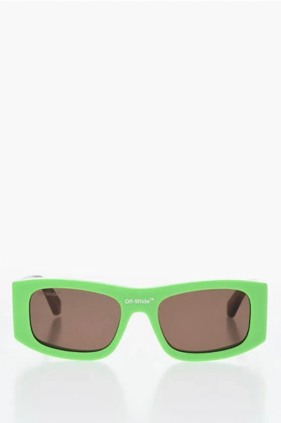 Off-white Two-tone Lucio Rectangular Sunglasses With Gradient Temple In Green