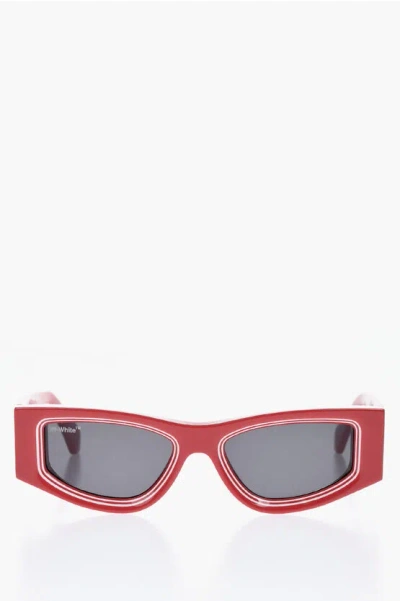 Off-white Solid Color Andy Sunglasses With Contrast Details In Red