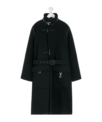Lemaire Belted Toggle-fastening Coat In Black