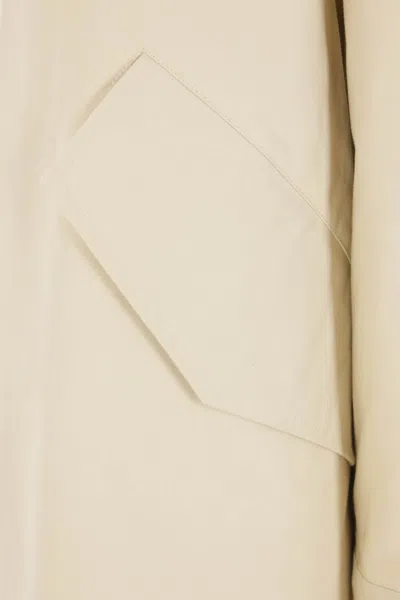 Jil Sander Oversized Parka In Textured Cotton With Removable Filling In Neutral