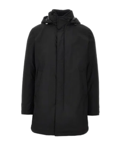 Herno Puffer Jacket With Knutted Collar In Black