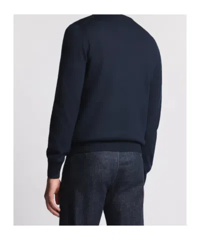 Fay Round-neck Pullover In Wool In Blue