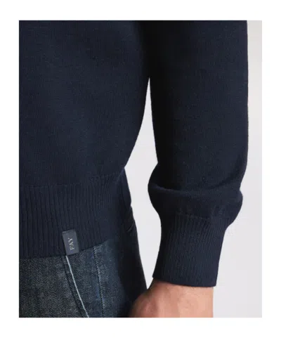 Fay Round-neck Pullover In Wool In Blue