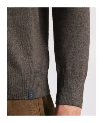Fay Round-neck Pullover In Wool In Brown