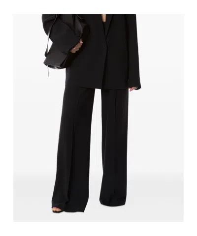 Alberta Ferretti Cady Stretch Wide Leg Trousers In Black