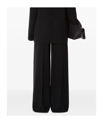 Alberta Ferretti Cady Stretch Wide Leg Trousers In Black