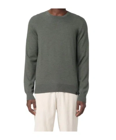 Fay Fine Wool Crew Neck Long Sleeve Sweater In Green