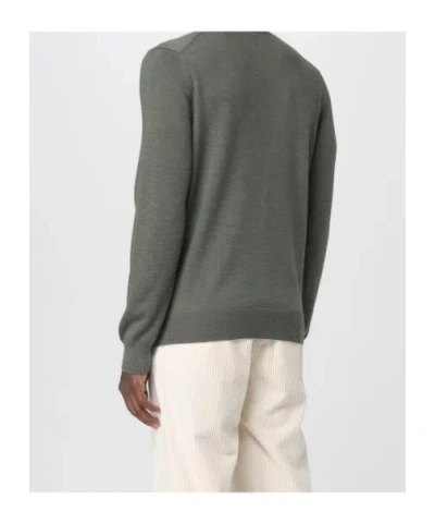 Fay Fine Wool Crew Neck Long Sleeve Sweater In Green