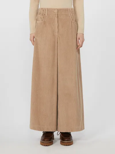 Weekend Max Mara Weekend Maxmara Cropped Cotton Velvet Trousers Sand In Brown