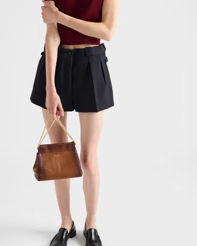 Prada Chevron Wool Shorts In Blue