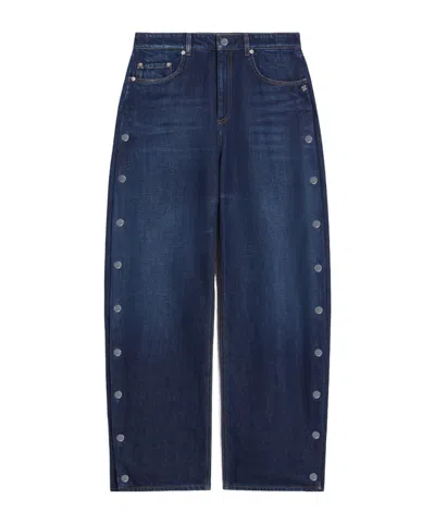 Sportmax Lichene Side Snap Wide Leg Jeans In Blue