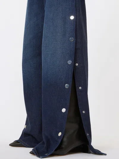 Sportmax Lichene Side Snap Wide Leg Jeans In Blue