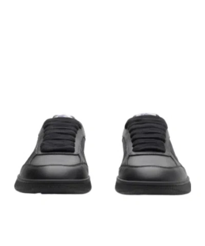 Burberry Leather And Check Terrace Sneakers In Black