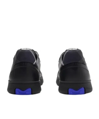 Burberry Leather And Check Terrace Sneakers In Black