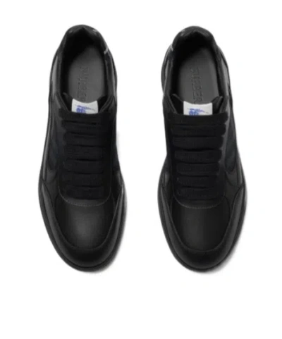 Burberry Leather And Check Terrace Sneakers In Black