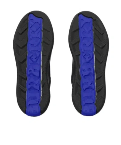 Burberry Leather And Check Terrace Sneakers In Black