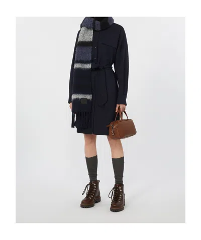 Weekend Max Mara Tiberio Short Tech Wool Shirtdress In Blue