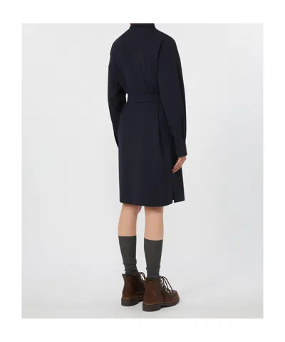 Weekend Max Mara Tiberio Short Tech Wool Shirtdress In Blue