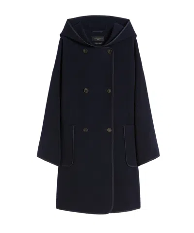 Weekend Max Mara Coat In Double-faced Wool Broadcloth In Blue