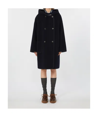 Weekend Max Mara Coat In Double-faced Wool Broadcloth In Blue