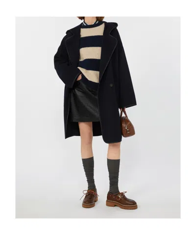 Weekend Max Mara Coat In Double-faced Wool Broadcloth In Blue