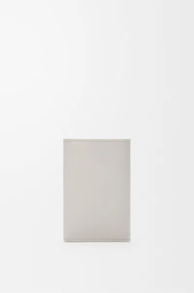 Loewe Petit Portefeuille Vertical Pebble En Cuir De Veau Nappa Brillant In Gray