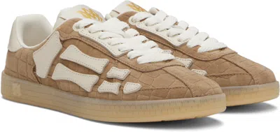 Amiri Men Croc Debossed Pacific Bones Sneakers In Brown