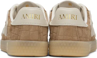 Amiri Men Croc Debossed Pacific Bones Sneakers In Brown