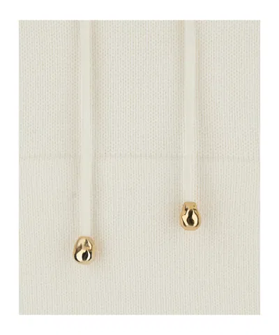 Fabiana Filippi White Hoodie With Drawstring Hood In Wool Blend Woman In White