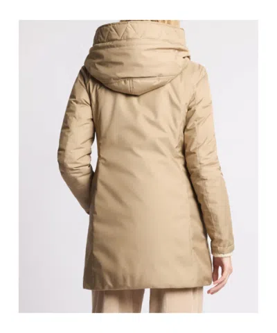 Fay Front Nylon Toggle Double Breasted Coat In Beige