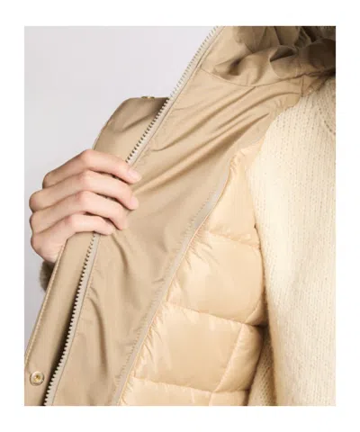 Fay Front Nylon Toggle Double Breasted Coat In Beige