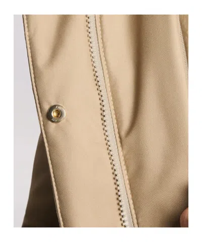 Fay Front Nylon Toggle Double Breasted Coat In Beige