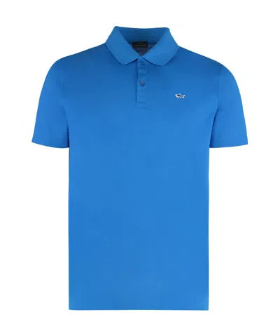 Paul & Shark Short-sleeved Cotton Polo Shirt For Casual Style In Blue