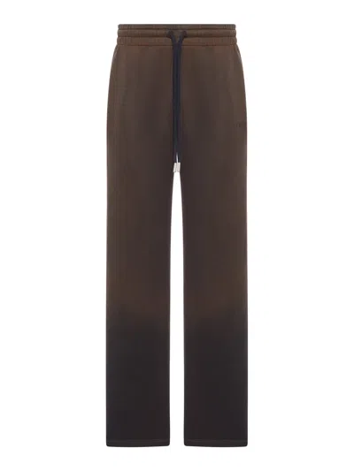 Off-white Cotton Sweatpants With A Degraded Effect In Multi