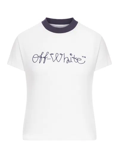 Off-white T-shirt With Embroidered Logo In White