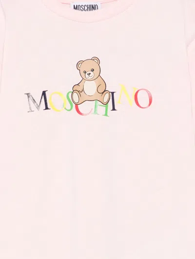 Moschino Girls Teddy Bear Logo T-shirt In Pink