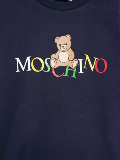 Moschino Kids Teddy Bear Logo T-shirt In Blue
