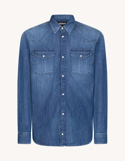 Dondup Button-down Denim Shirt With Chest Pockets And Structured Collar In Blue