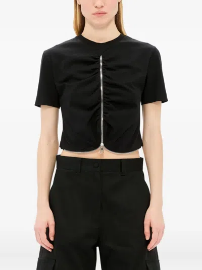 Msgm Short Sleeve Top Featuring Ruched Detail In Black