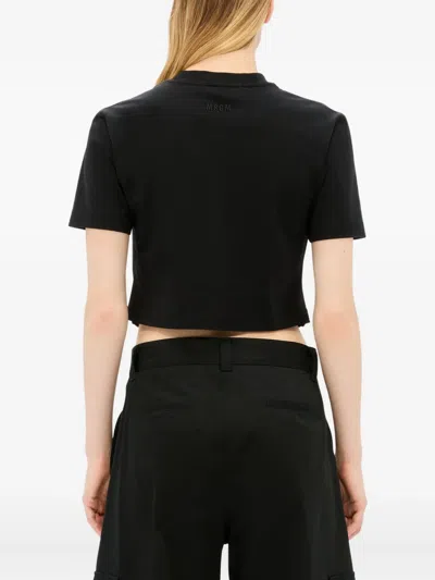 Msgm Short Sleeve Top Featuring Ruched Detail In Black