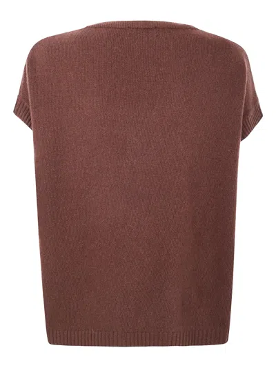 Ma'ry'ya Button Knitted Vest In Brown